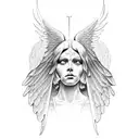 Old Testament angels, eyes tattoo design idea