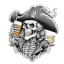 Leprechaun pirate skeleton   drinking guiness tattoo design idea