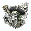 Leprechaun pirate skeleton   drinking guiness tattoo design idea