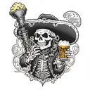 Leprechaun pirate skeleton   drinking guiness tattoo design idea