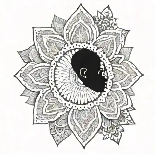 mandela style tattoo for knee that uses seika ha art style tattoo design idea