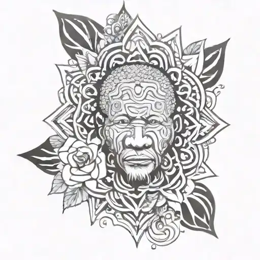mandela style tattoo for knee that uses seika ha art style tattoo design idea