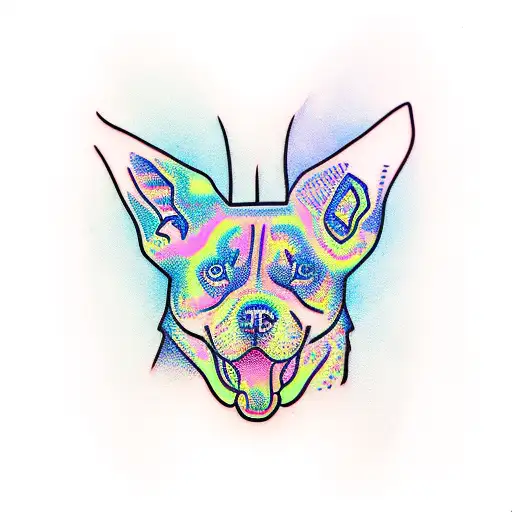 psychedelics pitbull and ice cream cone tattoo design idea