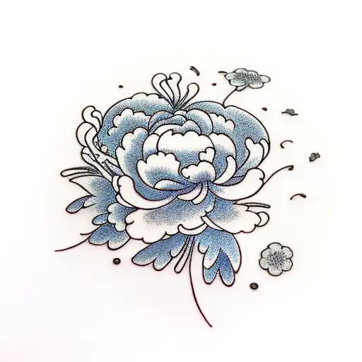 cat butts and peonies  tattoo design idea