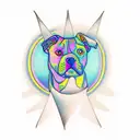 psychedelics pitbull and ice cream cone tattoo design idea