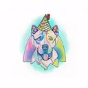psychedelics pitbull and ice cream cone tattoo design idea