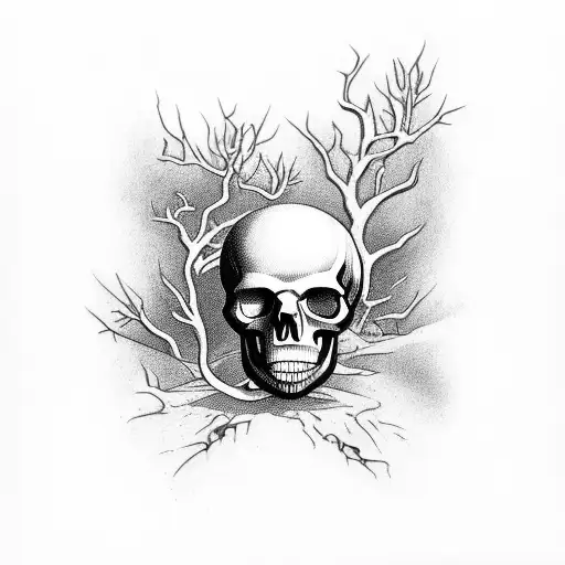Hourglass, Skull, Tree, Death tattoo design idea