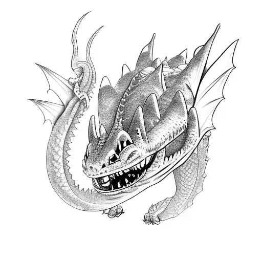 toothless dragon from how to train your dragon tattoo design idea