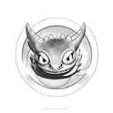 An arm sleeve of Toothless from how to train your dragon mixed with a Fibonacci spiral that has blue highlights  tattoo design idea