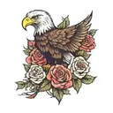 eagle and roses tattoo design idea
