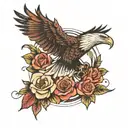 eagle and roses tattoo design idea
