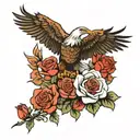 eagle and roses tattoo design idea
