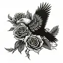 eagle and roses tattoo design idea