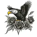 eagle and roses tattoo design idea