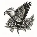 eagle and roses tattoo design idea