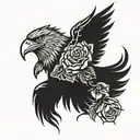 eagle and roses tattoo design idea