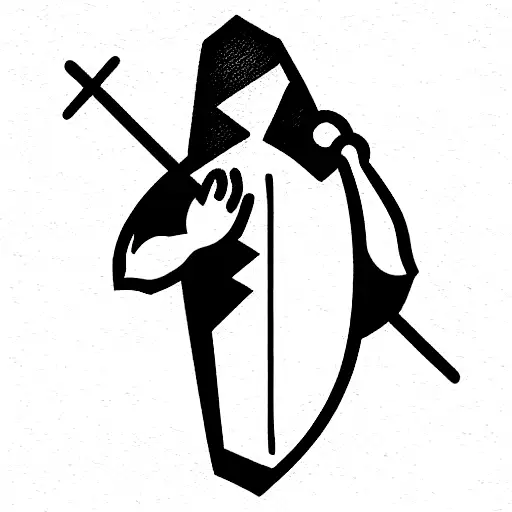 strong man with hood and truncheon tattoo design idea