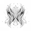 orca black white in fires tattoo design idea