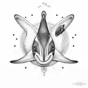 orca black white in fires tattoo design idea