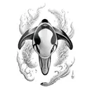 orca black white in fires tattoo design idea