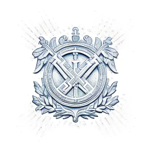 Capital H with a semi greek wreath around it  tattoo design idea