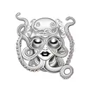 girl head with octopus tattoo design idea
