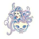 girl head with octopus tattoo design idea