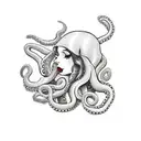 girl head with octopus tattoo design idea
