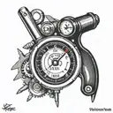 tachometer and piston and wrenches tattoo design idea