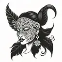 virgo goddess blindfolded tattoo design idea