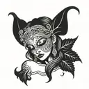 virgo goddess blindfolded tattoo design idea