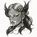 virgo goddess blindfolded tattoo design idea