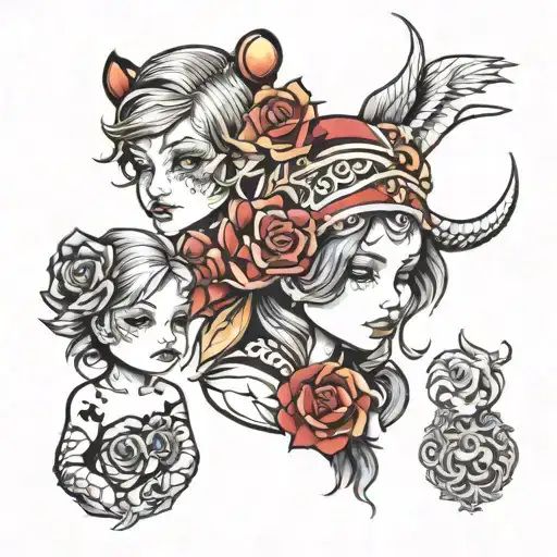 3 kids tattoo design idea