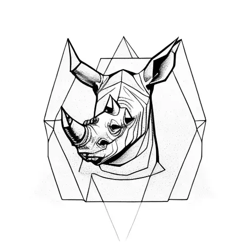 evil rhino head tattoo design idea