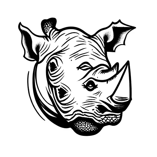 evil rhino head tattoo design idea