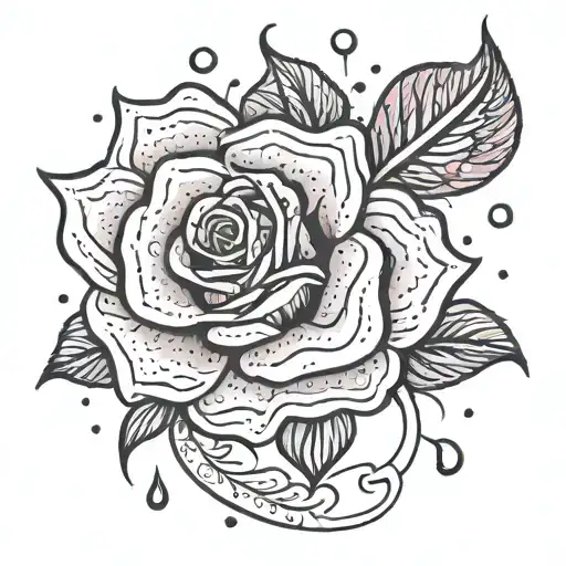 rose rain drops tattoo design idea