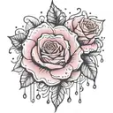 rose rain drops tattoo design idea