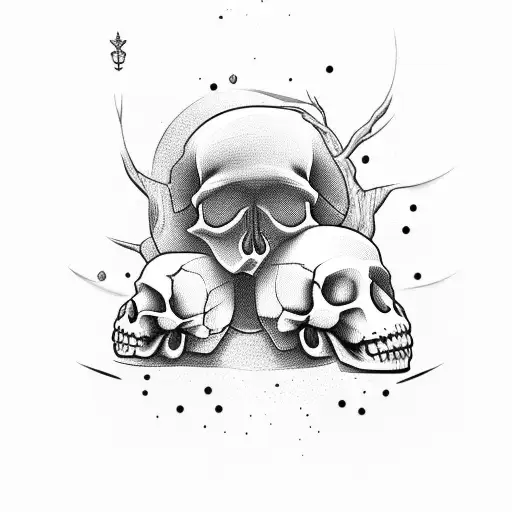 skull and tree hourglass with memento vivere under it tattoo design idea