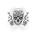 skull and tree hourglass  tattoo design idea