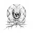 skull and tree hourglass  tattoo design idea