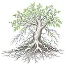 tree growing roots tattoo design idea