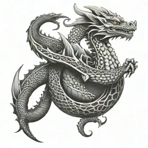 dragon coiled around liverpool logo tattoo design idea