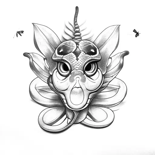 Snake, butterfly, sunflower tattoo design idea