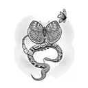 Snake, butterfly and coccoons tattoo design idea