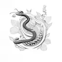 Snake, butterfly and coccoons tattoo design idea