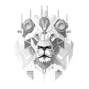 Lion mecha, tech, cyberpunk, strampunk, arcane, circuits tattoo design idea