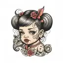 cute baby girl with kissing lips tattoo design idea