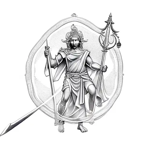 Themis, the god of Justice, with a book, sword and balance tattoo design idea