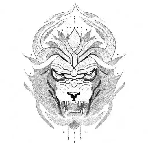 snake fighting a lion  tattoo design idea