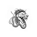snake fighting a lion  tattoo design idea
